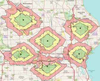 2-, 3-, and 4-minute service areas