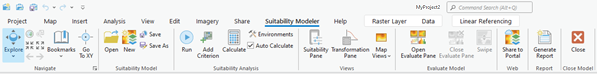 Suitability Modeler ribbon