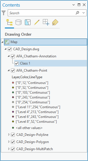 CAD file displayed in TOC