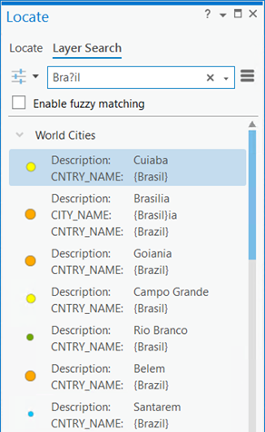 Enhanced layer search with the question mark in the Locate pane