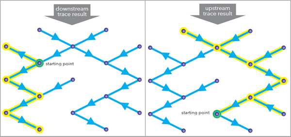 Downstream and upstream trace results