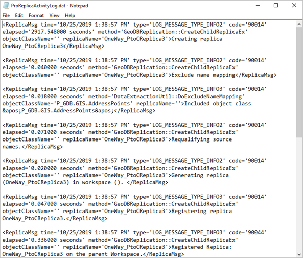 Viewing the ProReplicaActivityLog file in a text editor