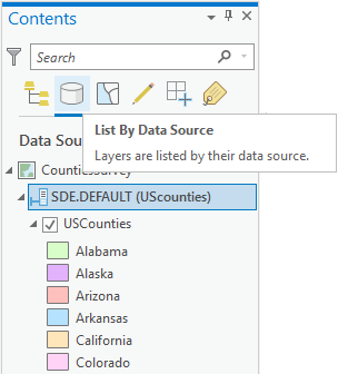 List By Data Source view of the Contents pane