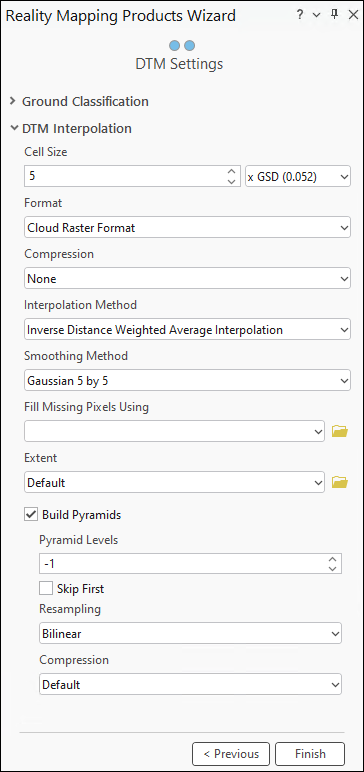 DTM Interpolation options