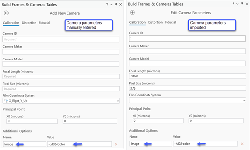 Import or manually input camera parameters