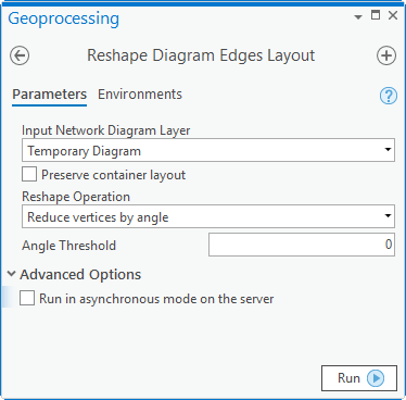 Reshape Diagram Edges layout parameters for Reshape Operation = Reduce vertices by angle