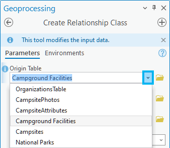 Origin Table parameter