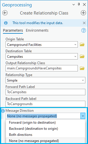 Message Direction parameter set to None