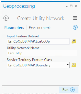 Create Utility Network geoprocessing tool