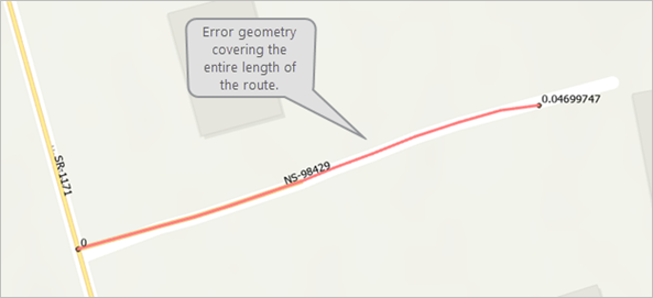 Error geometry covering the entire length of the route