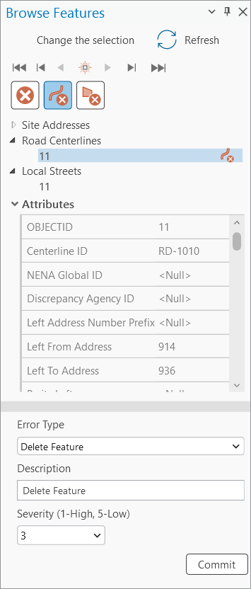 Browse Features pane with the line sketch geometry selected