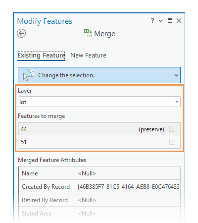 Merge Existing Feature