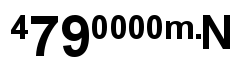 Label example with some digits smaller and aligned to the top of the other values. The unit and cardinal point displayed.