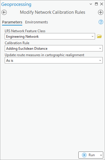 Modify Network Calibration Rules geoprocessing tool using the Euclidean Distance calibration rule