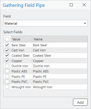 Pop-up-window to choose the field and unique values