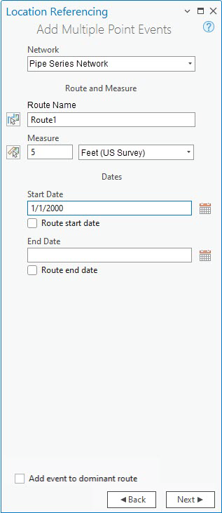 Add Multiple Point Events pane