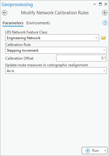 Modify Network Calibration Rules geoprocessing tool using the Stepping Increment calibration rule