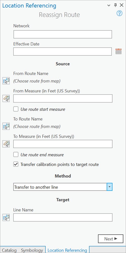 Reassign Route pane with Transfer to another line method specified