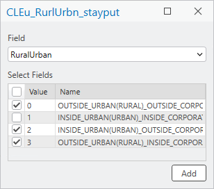 Pop-up-window to choose the field and unique values