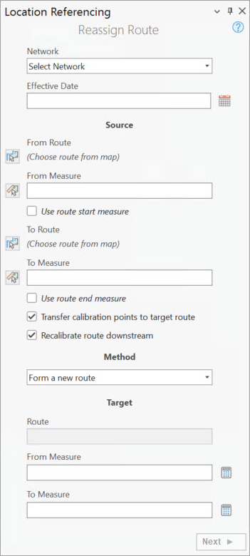 Form a new route selection