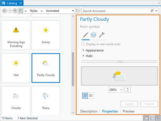 Catalog view showing the details panel