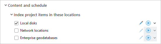 Indexing settings for local disks, network locations, and enterprise geodatabases