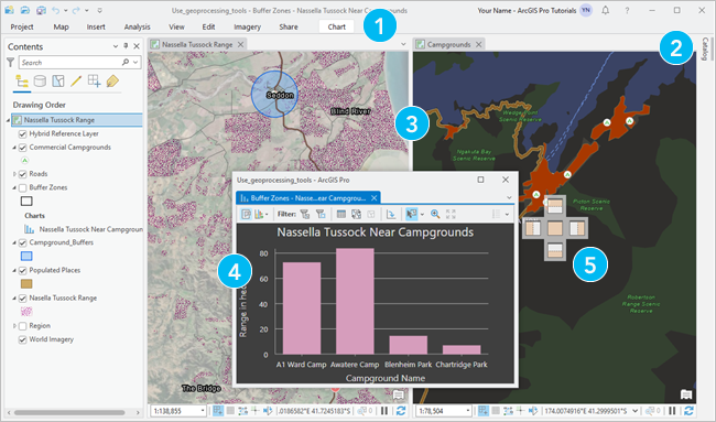 Interface utilisateur ArcGIS Pro avec personnalisations