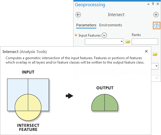 Aide contextuelle de l’outil de géotraitement Intersection
