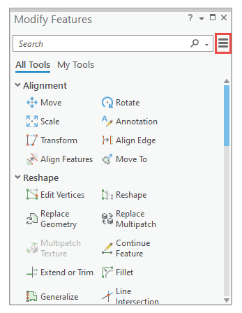 Modify Features Options (Modifiez les options des entités)