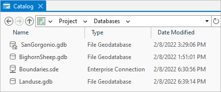 Liste des bases de données dans une vue du catalogue