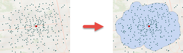 Illustration de l'outil Générer des zones de chalandise déterminées en fonction des clients