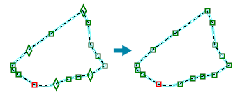 Illustration de l’outil Convertir les points de contrôle en sommets