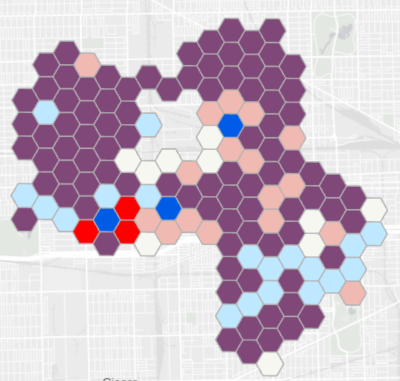 Sortie du thème d’affichage Analyse de valeurs aberrantes locales dans l’outil Visualiser le cube spatio-temporel en 3D