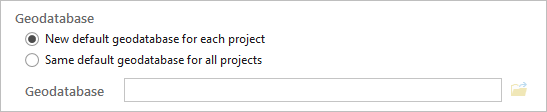 Options de géodatabase pour la création de projets