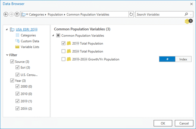 Variable de population courante