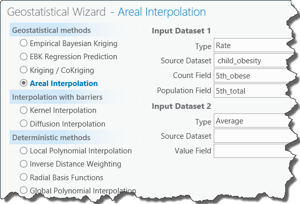 Fenêtre 1 de Geostatistical Wizard (Assistant géostatistique) pour l’interpolation surfacique