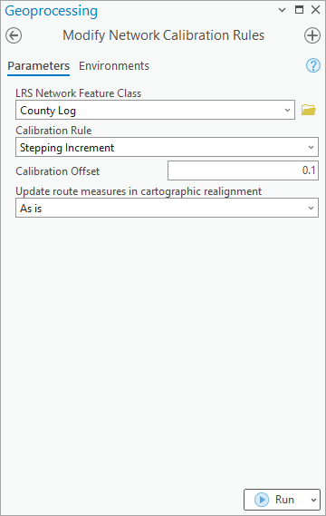 Outil Modifier les règles de calibrage du réseau qui utilise la règle de calibrage Stepping Increment (Intervalle incrémenté)