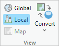 Options ArcGIS Pro permettant la conversion entre des cartes, des scènes globales et des scènes locales