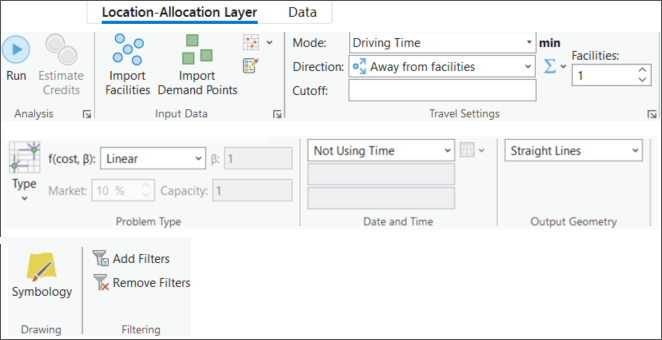 Onglet Location-Allocation Layer (Couche localisation-allocation)