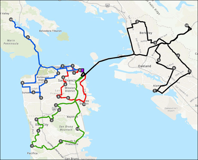 Carte d’une tournée de véhicules