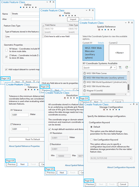 Options de la boîte de dialogue de l’assistant Créer une classe d’entités