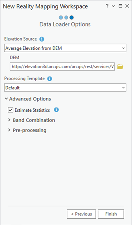 Options Data Loader (Chargeur de données) de Reality Mapping pour l’espace de travail aérien numérique