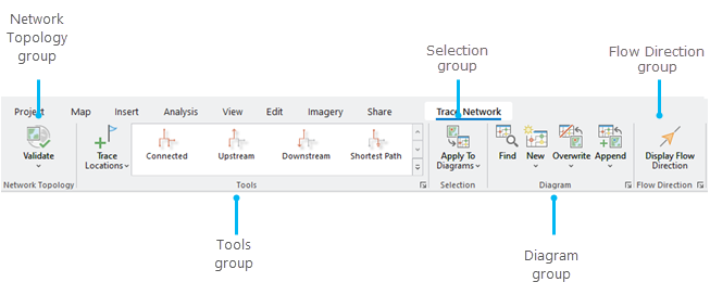 Onglet contextuel Trace Network (Réseau de traçage)