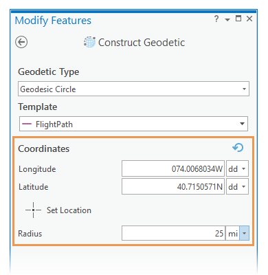 Construire un cercle géodésique