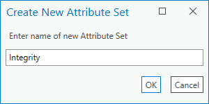 Boîte de dialogue Create New Attribute Set (Créer un nouveau jeu d’attributs) avec le nom fourni par l’utilisateur
