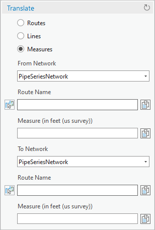 Boîte de dialogue Translate (Convertir) avec champs relatifs aux mesures