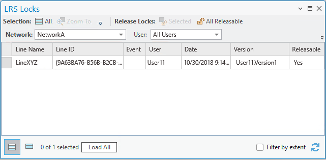 Table LRS Locks (Verrous LRS)