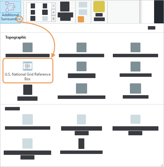U.S. National Grid Reference Box element in the Additional Surrounds gallery