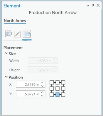 Element pane with the Placement tab active and size and position sections expanded