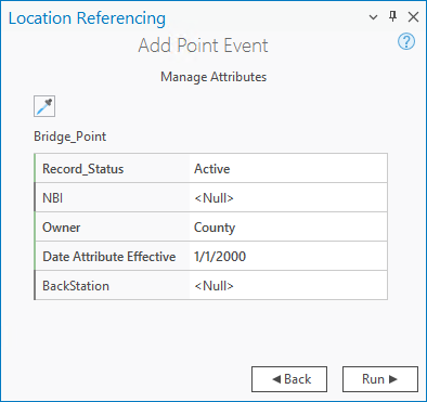 Table Manage Attributes (Gérer les attributs)